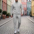 thumbnail image 1 of Gamivast Winter Warm Outfit for Men Cable Knit Turtleneck Sweater and Pants Set Soft Thick Thermal Suit for Casual Daily Lounge Cold Weather Days, 1 of 7
