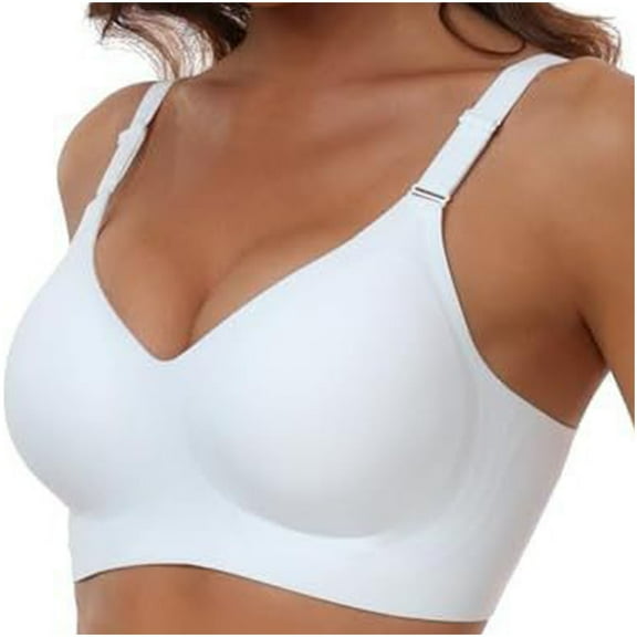 Gamivast Wireless Bras for Women No Underwire Seamless Push Up Bras V Neck Full Coverage Bralettes Everyday Bra White M Brasier Sin Costuras Para Mujer