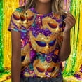 thumbnail image 1 of Gamivast Women Carnival Shirt Cute Mask Graphic Short Sleeve Holiday Pullover Dressy Crewneck Happy Mardi Gras Day T-Shirt Carnival Party Outfits 2026, 1 of 6