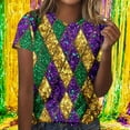 thumbnail image 1 of Gamivast Women Carnival Shirt Cute Mask Graphic Short Sleeve Holiday Pullover Dressy Crewneck Happy Mardi Gras Day T-Shirt Carnival Party Outfits 2026, 1 of 6