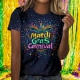 thumbnail image 1 of Gamivast Women Carnival Shirt Plus Size 3/4 Sleeve V Neck Sequin Mardi Gras Tops Casual Loose Button Tunic Blouses Happy Mardi Gras Day T-Shirt, 1 of 6