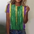 thumbnail image 1 of Gamivast Women Carnival Tops Striped Loose Crewneck Sequin Tees Holiday Short Sleeve Tunic Mardi Gras Party Blouse Fat-Tuesday Outfits 2026, 1 of 6