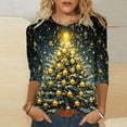 thumbnail image 1 of Gamivast Women Christmas Tops Christmas Shirts for Women 2025 3/4 Sleeve Plus Size Round Neck Funny Holiday Graphic Pullover Fall Loose Fitted Tunic Blouses Xmas Party Outfits, 1 of 6