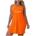thumbnail image 1 of Gamivast Women Dress V-Neck Sleeveless Love Print Mini Dress A Line Loose Fit Sundress Casual Summer Beach Vacation Lounge Party Nightwear Gown, 1 of 6