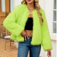 thumbnail image 1 of Gamivast Women Faux Fur Coat Oversized Crew Neck Long Sleeve Fuzzy Jacket Fall Fashion Open Front Solid Color Fleece Overcoat Casual Winter Warm Outwear, 1 of 6