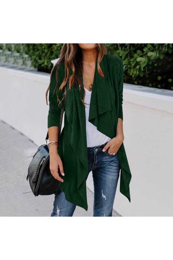 Women Open Front Cardigan Lightweight Drape Long Sleeve Asymmetrical Hem Sweater Casual Solid Color Comfy Soft Outerwear 2025 Fall Fashion Trends