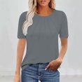 thumbnail image 1 of Gamivast Women's Summer Tops Ruched Puff Short Sleeve Shirts Dressy Casual Pleated Crew Neck T Shirt Solid Color Casual Cute Tunic Blouses GrayL Camisas Para Mujer, 1 of 7