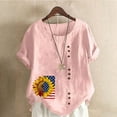 thumbnail image 1 of Gamivast Women Summer Cotton Linen Shirts Embroidered Floral Casual Blouse Tunic Tops Loose Fit Ladies Boho Tops Pink L Clearance Refunds on My Account from an Online Order, 1 of 4
