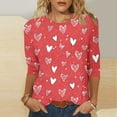 thumbnail image 1 of Gamivast Women Valentines Day Tops Plus Size Loose Casual Love Heart Print 3/4 Sleeve Trendy Blouse Holiday Crew Neck Tunic Shirts Valentines Blouse, 1 of 5