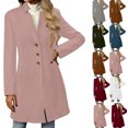 thumbnail image 1 of Gamivast Women Wool Jackets Business Casual Stand Collar Single Breasted Long Sleeves Coats Solid Peacoat Thicken Blazer Jacket 2025 Winter Fall Fashion Outfits, 1 of 6