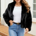 thumbnail image 1 of Gamivast Women's Cropped Faux Fur Coat Casual Open Front Lapel V Neck Fuzzy Jackets Winter Warm Long Sleeve Outerwear Trendy Clothes for Cold Weather, 1 of 6