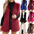 thumbnail image 1 of Gamivast Women's Faux Fur Open Front Vest Lightweight Fuzzy Sleeveless Winter Warm Jackets Oversize Solid Color Long Coats Fall Trendy 2025 Outerwear, 1 of 6