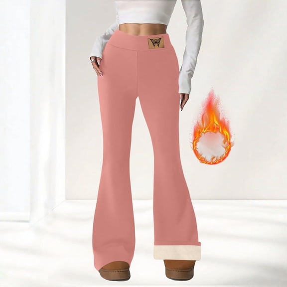 Gamivast Women's Fleece Lined Pants High Waist Winter Thermal Warm Flare Leggings Hiking Yoga Pull on Straight Leg Pants Work Tummy Control Pant for Cold Weather