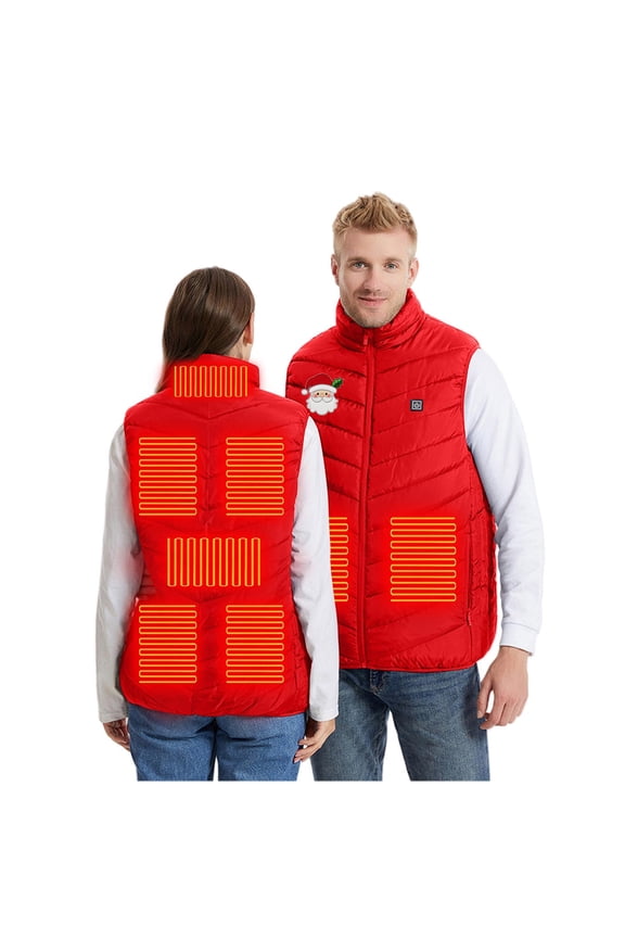 Women's Heated Vest Plus Size 9 Heating Zones and 3-Levels Sleeveless Stand Collar Warm Coats Thermal Zip up Washable Outerwear Rechargeable Xmas Jackets with Pockets no Power Bank