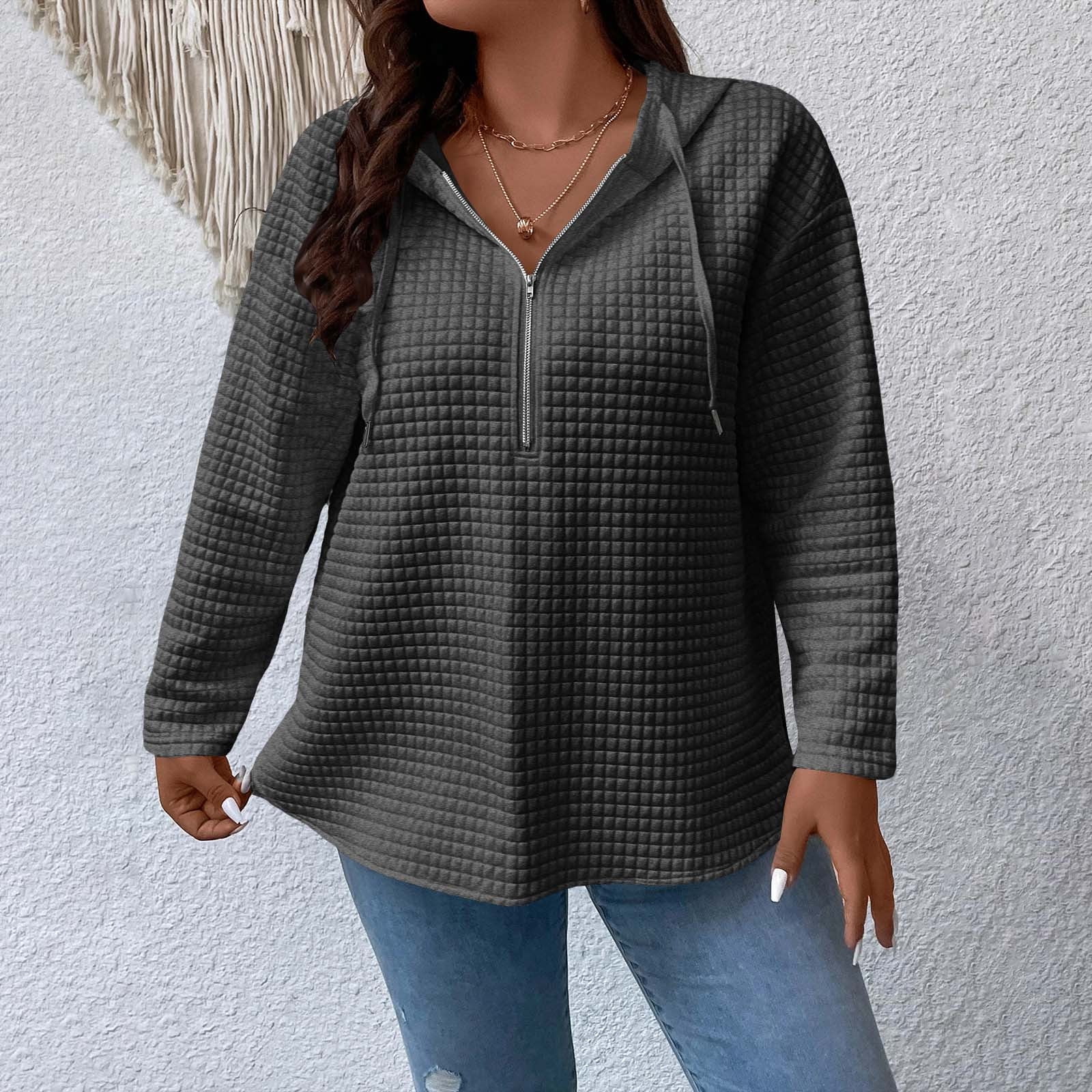 Full Size Plaid Denim Trim Long Sleeve Sweatshirt Plus Size