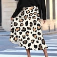 thumbnail image 1 of Gamivast Women's Leopard Print Skirt High Waisted Elastic Waist Flared A Line Flowy Skirt Cute Boho Trendy Casual Beach Office Party Midi Skirt, 1 of 7