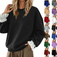 thumbnail image 1 of Gamivast Women's Oversized Sweatshirt Crewneck Drop Shoulder Pullover Sweatshirts with Ruffle Cuffs Long Sleeve Pullover Fall Winter Fashion Outfits Black L, 1 of 7