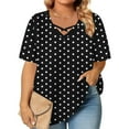 thumbnail image 1 of Gamivast Women's Plus Size Tops Oversized Short Sleeve V Neck Polka-Dot Shirts Trendy Crossed Front Casual Loose fittedted Blouses Going out Trendy Outfits, 1 of 6