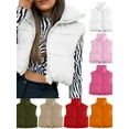 thumbnail image 1 of Gamivast Women's Puffer Vest Lightweight Sleeveless Stand Collar Zip up Jacket with Pockets Winter Warm Button Down Cropped Coat Oversized Drawstring Hem Outerwear, 1 of 3