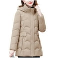 thumbnail image 1 of Gamivast Women's Quilted Jackets Oversized Hooded Lightweight Long Sleeve Zip Coat Mid Length Stand Collar Puffer Jacket with Pockets Loose Fitted Solid Outerwear Winter Trendy Outfits, 1 of 4