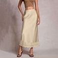 thumbnail image 1 of Gamivast Women's Satin Midi Skirt High Waisted Elegant Smooth Flared Slip Skirt Flowy Side Zipper Eyelash Lace Skirt Trim Hem Wedding Guest Cocktail Party, 1 of 8