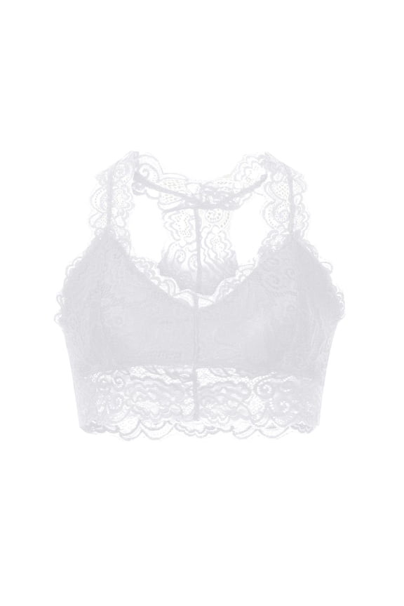 Women's Racerback Floral Lace Bra Plus Size Soft Breathable V Neck Lace Bralette Sports Bras Crop Tops White XXL BrĂ¡Sieres Para Mujer
