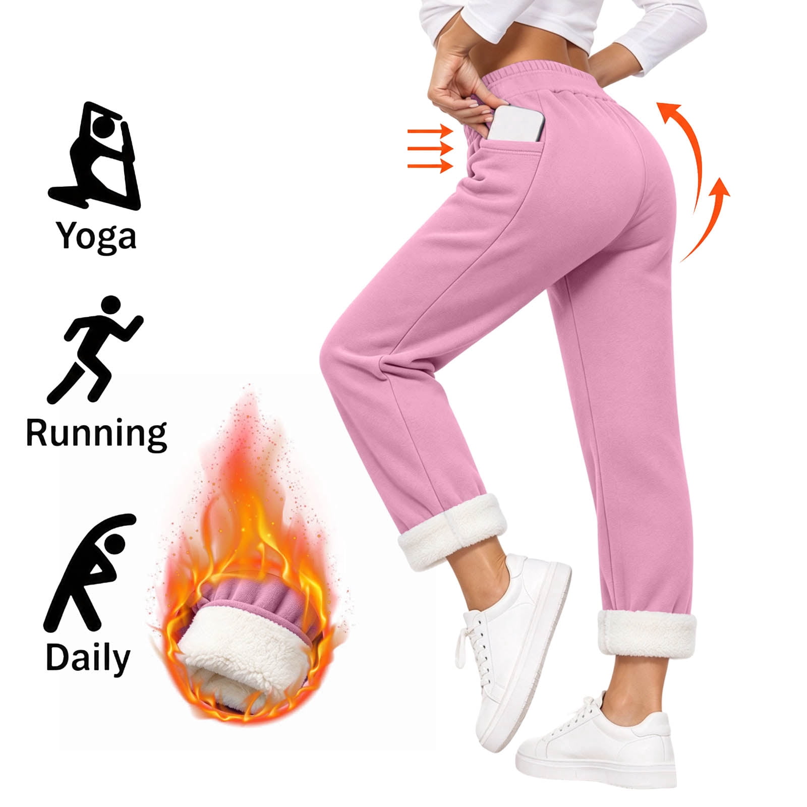 Gamivast Women's Straight Leg Sweatpants Fleece Lined Wide Waistband ...