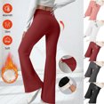thumbnail image 1 of Gamivast Women's Thermal Work Pants for Winter Fleece Lined Flare Leggings Bootcut Straight Leg Pull on Work Pants Printed High Wasited Tummy Control Cold Weather Trouser, 1 of 7