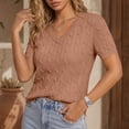 thumbnail image 1 of Gamivast Women's V Neck T-Shirts Short Sleeve Cable Knit Casual Tops Slim Fit Pullover Sweaters Basic Ribbed Blouses Lightweight Summer Fall Everyday Lounge Wear, 1 of 6