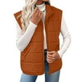 thumbnail image 1 of Gamivast Women's Vests Zip up Quilted Padded Lightweight Vest Sleeveless Stand Collar Coats with Pockets Trendy Side Split Oversized Jackets Travel Fashion Outfits 2025, 1 of 4