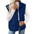 thumbnail image 1 of Gamivast Women's Vests Zip up Quilted Padded Lightweight Vest Sleeveless Stand Collar Coats with Pockets Trendy Side Split Oversized Jackets Travel Fashion Outfits 2025, 1 of 4