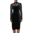 thumbnail image 1 of Gamivast Women's formal Dresses High Neck Long Sleeve Velvet Dress Lace Patchwork Slim Fit Midi Dress Elegant Wedding Guest Party Evening Gown, 1 of 8