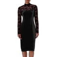 thumbnail image 1 of Gamivast Women's formal Dresses High Neck Long Sleeve Velvet Dress Lace Patchwork Slim Fit Midi Dress Elegant Wedding Guest Party Evening Gown, 1 of 8