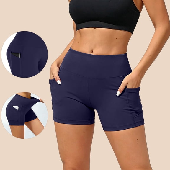 Gamivast Womens Bike Shorts with Pockets High Waisted Tummy Control Yoga Shorts Pull on Compression Running Shorts Fit Workout Gym Training Activewear Daily Lounge Wear
