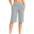 thumbnail image 1 of Gamivast Womens Biker Shorts with Pockets Tummy Control Stretchy High Waisted Pull-On Compression Shorts Bermuda Fitted Yoga Shorts Workout Gym Running Active Wear, 1 of 7