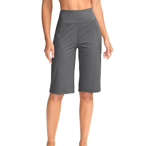 Gamivast Womens Biker Shorts with Pockets Tummy Control Stretchy High Waisted Pull-On Compression Shorts Bermuda Fitted Yoga Shorts Workout Gym Running Active Wear