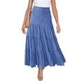 thumbnail image 1 of Gamivast Womens Boho Skirt Smocked High Waist Drawstring Tiered Ruffle Flowy Maxi Skirt Casual A Line Summer Skirt Beach Vacation Daily Aesthetic Wear, 1 of 8