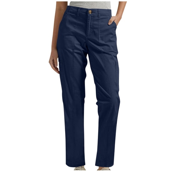 Gamivast Womens Cargo Pants Solid Multi Pockets Straight Leg Button Fly Utility Work Pants Cotton Twill Outdoor Hiking Pants Durable Casual Daily Outfit
