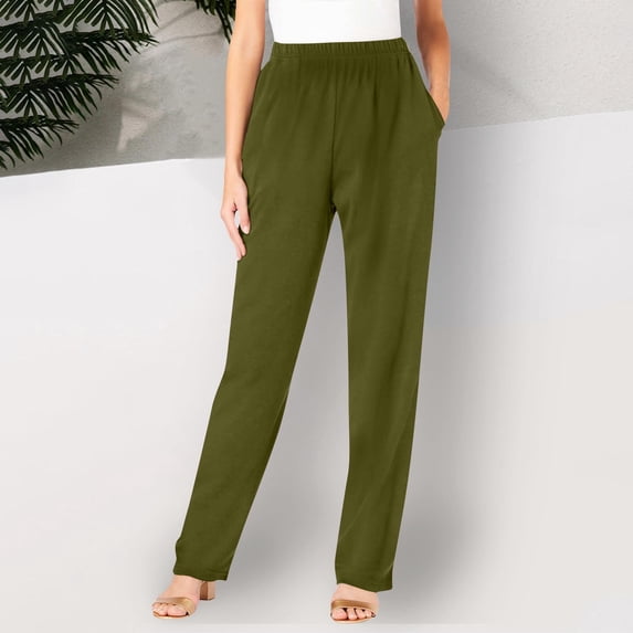Gamivast Womens Casual Pants Elastic Waist Straight Leg Lounge Sweatpants with Pockets Comfortable Relaxed Fit Trousers for Everyday Work Office Basic Bottoms