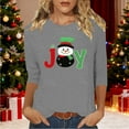 thumbnail image 1 of Gamivast Womens Christmas Blouse Plus Size Round Neck 3/4 Sleeve Blouse Cute Snowman Trees Printed Holiday Pullover Merry Christmas Shirts Vacation Casual Tees Tops 5XL, 1 of 5