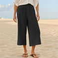 thumbnail image 1 of Gamivast Womens Linen Pants for Women Summer Wide Leg Cropped Pants Drawstring Elastic Waist Pants Vacation Casual Beach Pants Returns Online, 1 of 8