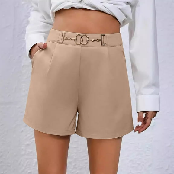 Gamivast Womens Shorts for Women Dressy 2025 Summer High Waisted Wide Leg Shorts Business Casual Work Shorts with Pockets Beige XXL Placed Recently by Me Delivery Status