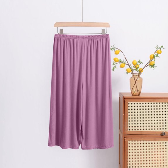 Gamivast Womens Clearance Women's Pants Casual High Rise Baggy Flowy Pants Stretchy Casual Hip Wide Leg Home Capris Pants Flowy Gauze Pants Purple XXXL Cancel Membership