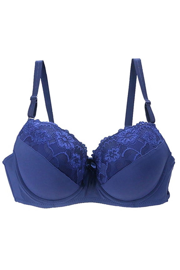 Womens Deep Plunge Bra Plus Size Lightweight Underwire Bras Comfortable Breathable Supportive Lifting Full Coverage Back Smoothing Everyday Push up Bras Dark Blue XXXL