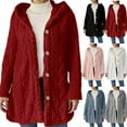 thumbnail image 1 of Gamivast Womens Fuzzy Fleece Jackets Oversized Hooded Button Down Winter Outerwear Lounge Long Sleeve Side Split Coats Comfortable Travel Sherpa Warm Jacket, 1 of 7