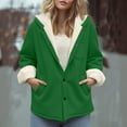 thumbnail image 1 of Gamivast Womens Fuzzy Fleece Lined Jacket Hooded Sherpa Button Down Outerwear with Chest Pocket Casual Long Sleeve Pockets Coats Winter Weather Clothing, 1 of 6