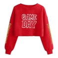 thumbnail image 1 of Gamivast Womens Graphic Sweatshirts Game Day Block Letter Graphic Crew Neck Long Sleeve Cropped Sweatshirts Pullover Tops Casual Athletic Wear Outfits, 1 of 5