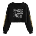 thumbnail image 1 of Gamivast Womens Graphic Sweatshirts Game Day Block Letter Graphic Crew Neck Long Sleeve Cropped Sweatshirts Pullover Tops Casual Athletic Wear Outfits, 1 of 5