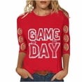 thumbnail image 1 of Gamivast Womens Graphic T Shirts Game Day Multi Ball Graphic Print Crew Neck 3/4 Sleeve Graphic Tees Basic Tees Casual Athletic Game Day Wear, 1 of 5