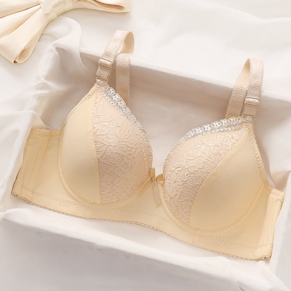 Gamivast Womens Lace Bra Underwire Floral Full Coverage Bras with Support Comfortable Seamless Push up Bralette Adjustable Strap Sleeping Bra
